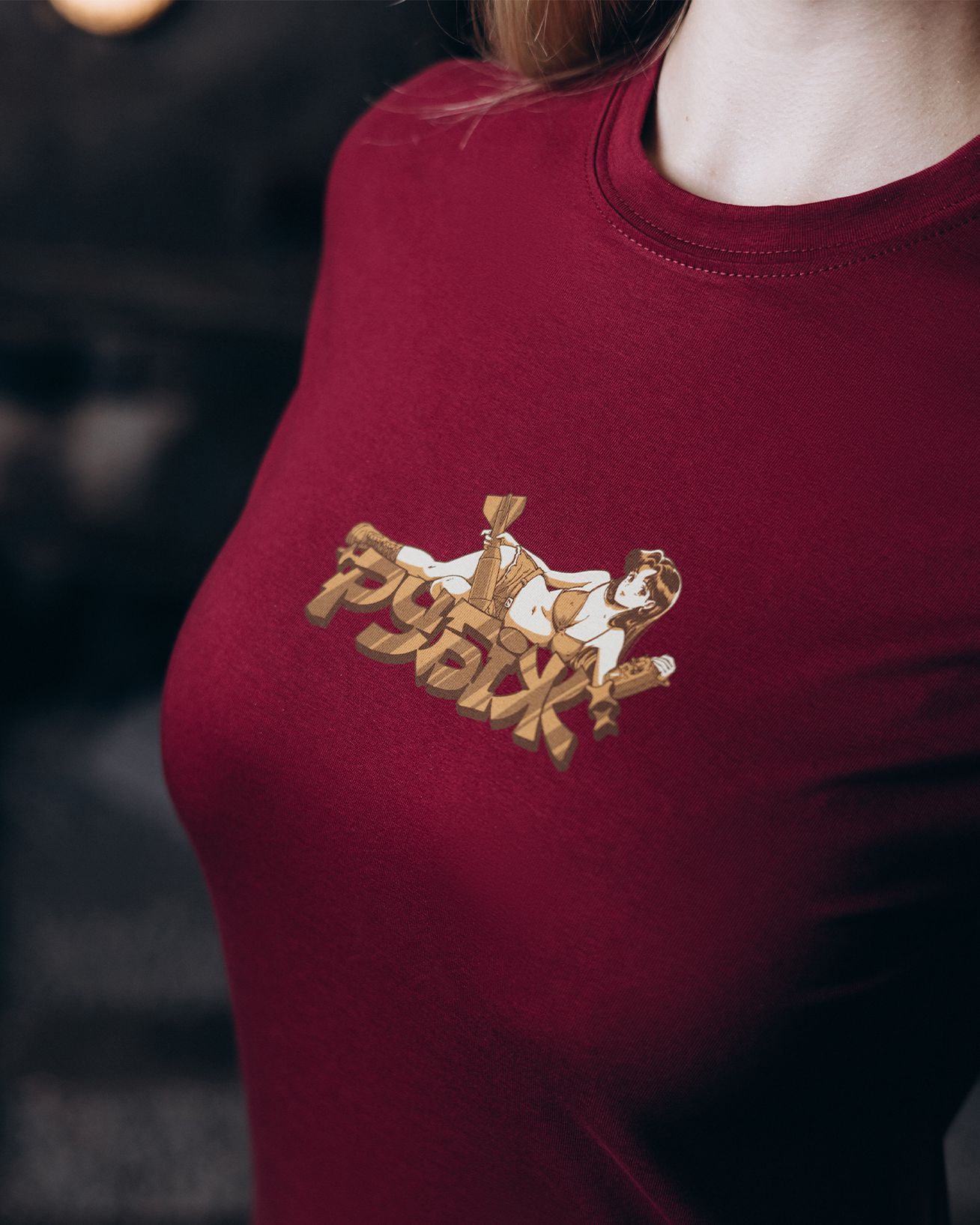 Жіноча футболка "Бомба -чан" Бригади &laquo;РУБІЖ&raquo;, S f_rubizh_bordo фото